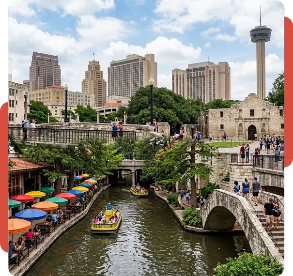 San Antonio River Walk and landmarks