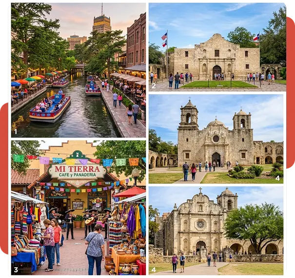 San Antonio landmarks and River Walk